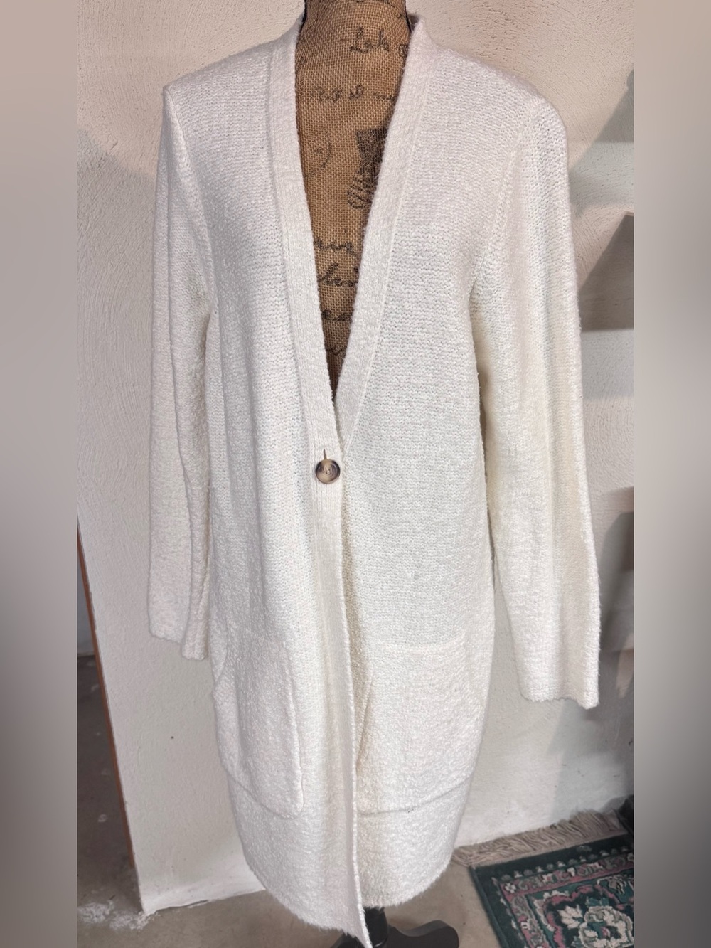 J. Jill White/Cream Single-Button Women's Cardigan